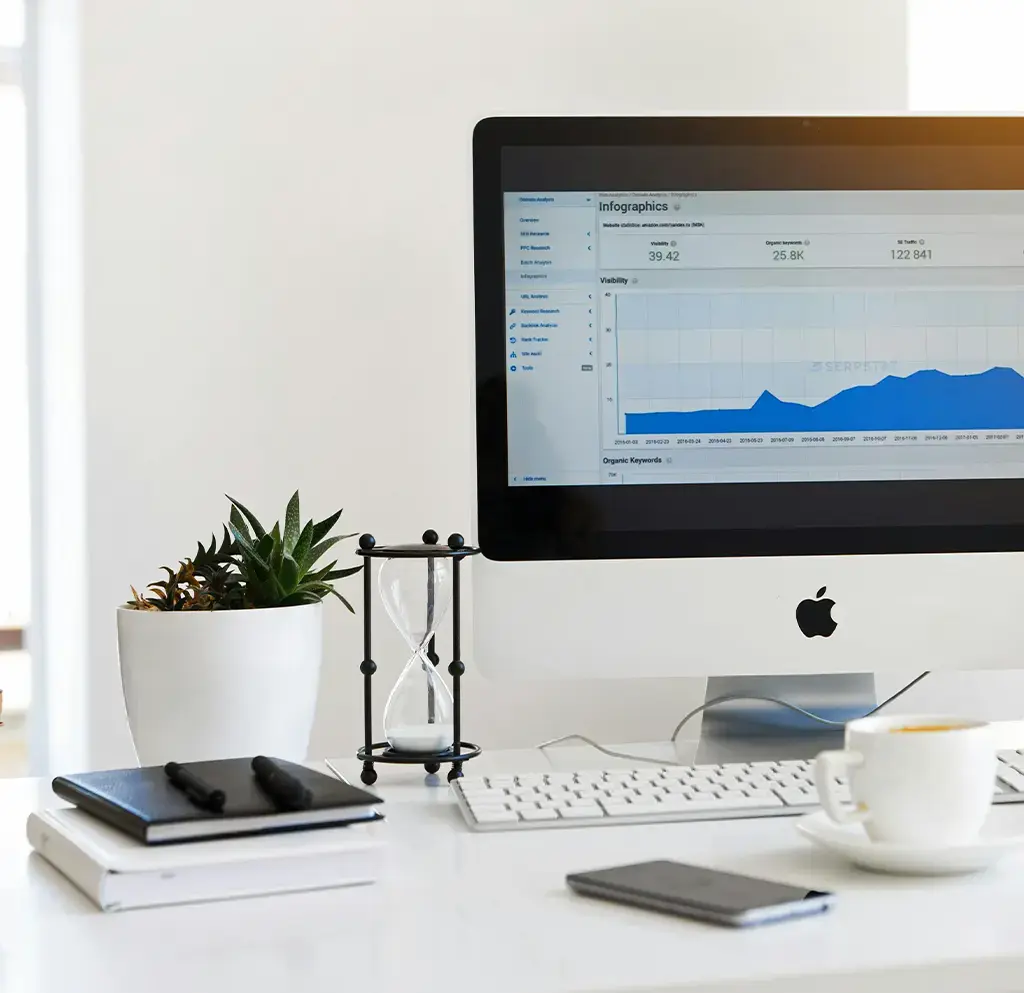 graph on desktop monitor