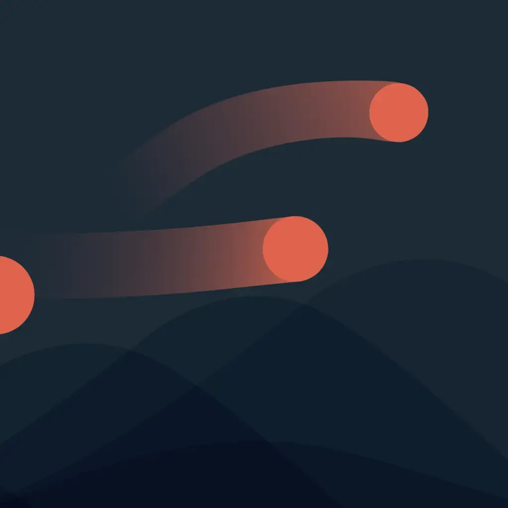 Abstract red-orange data flow lines with circular nodes on a dark background, symbolizing digital connectivity.