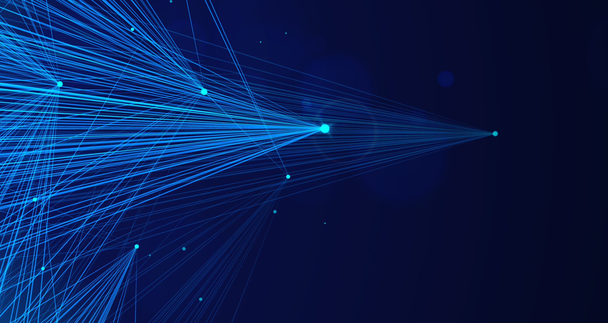 Abstract blue data connections converging across a digital network