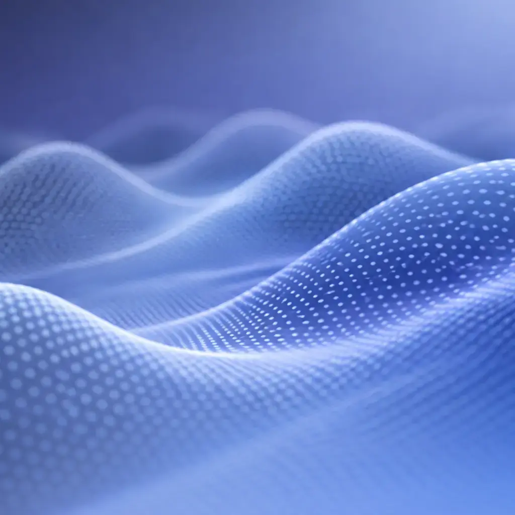 Blue digital wave pattern representing data flow and the evolving landscape of artificial intelligence.