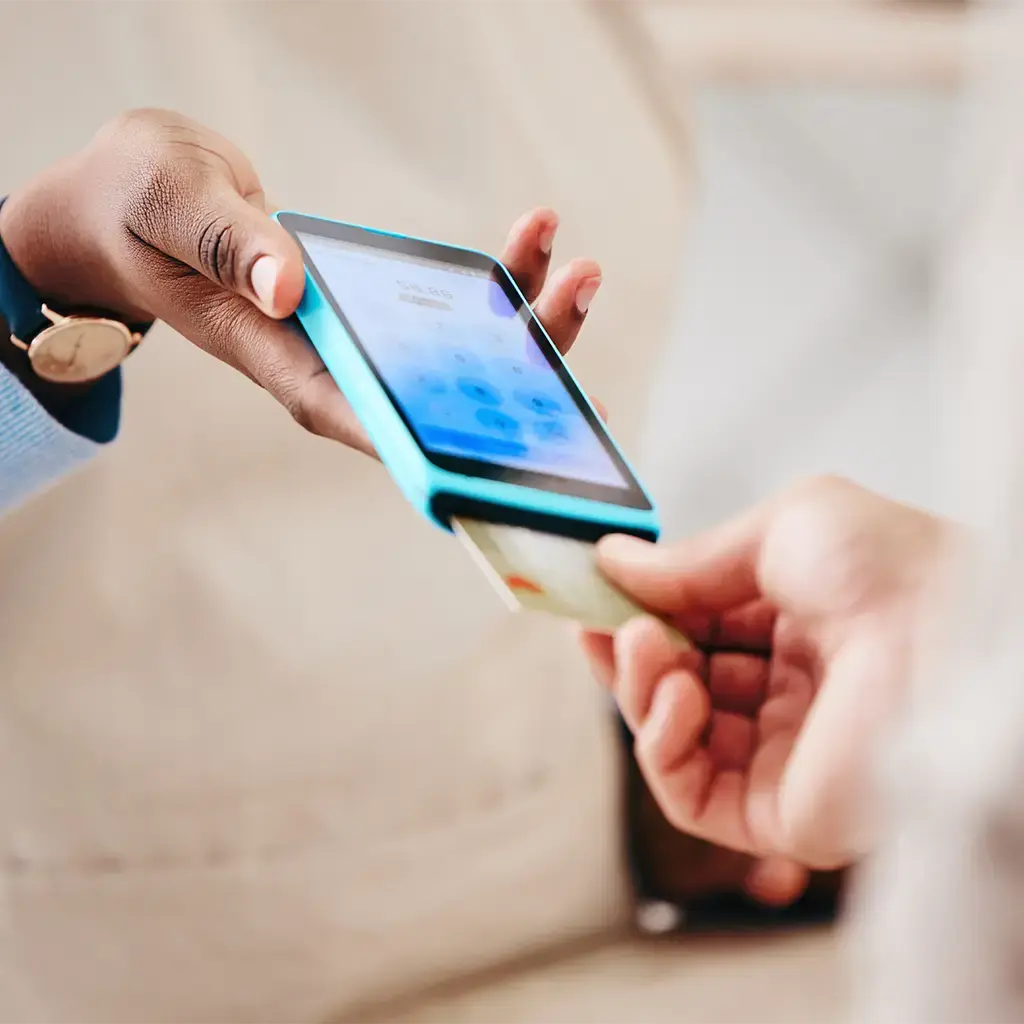 Card payment using a mobile card reader at checkout