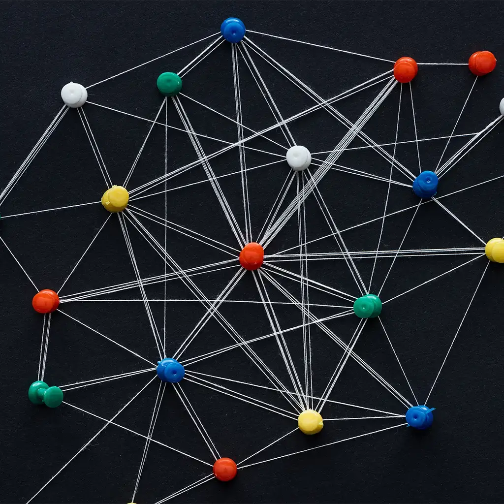 push pins connected strings 