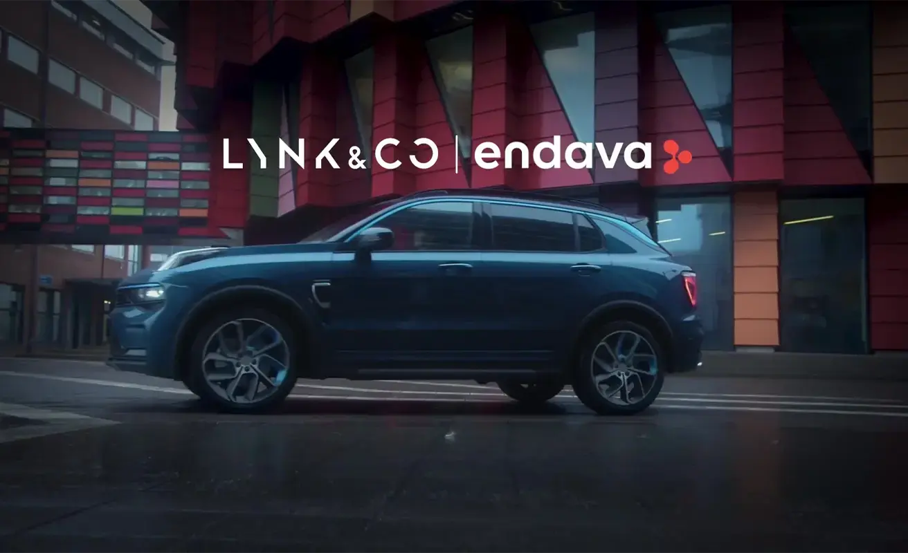 Endava and Lynk Co video cover blue car in city