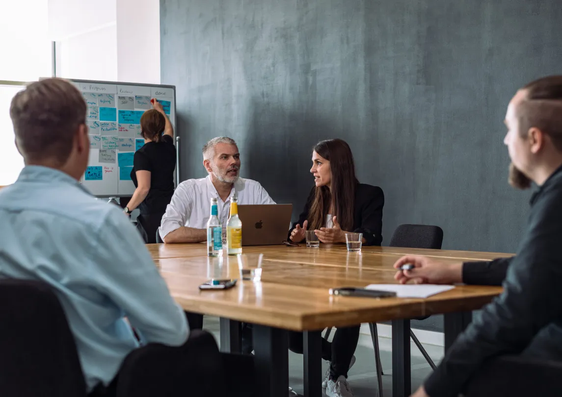 Colleagues having a meeting