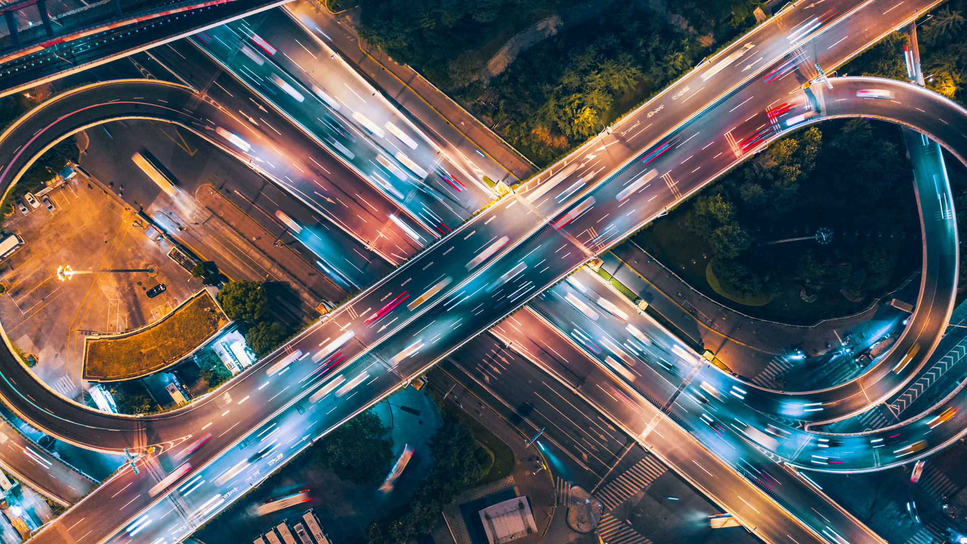 Highway with speeding cars