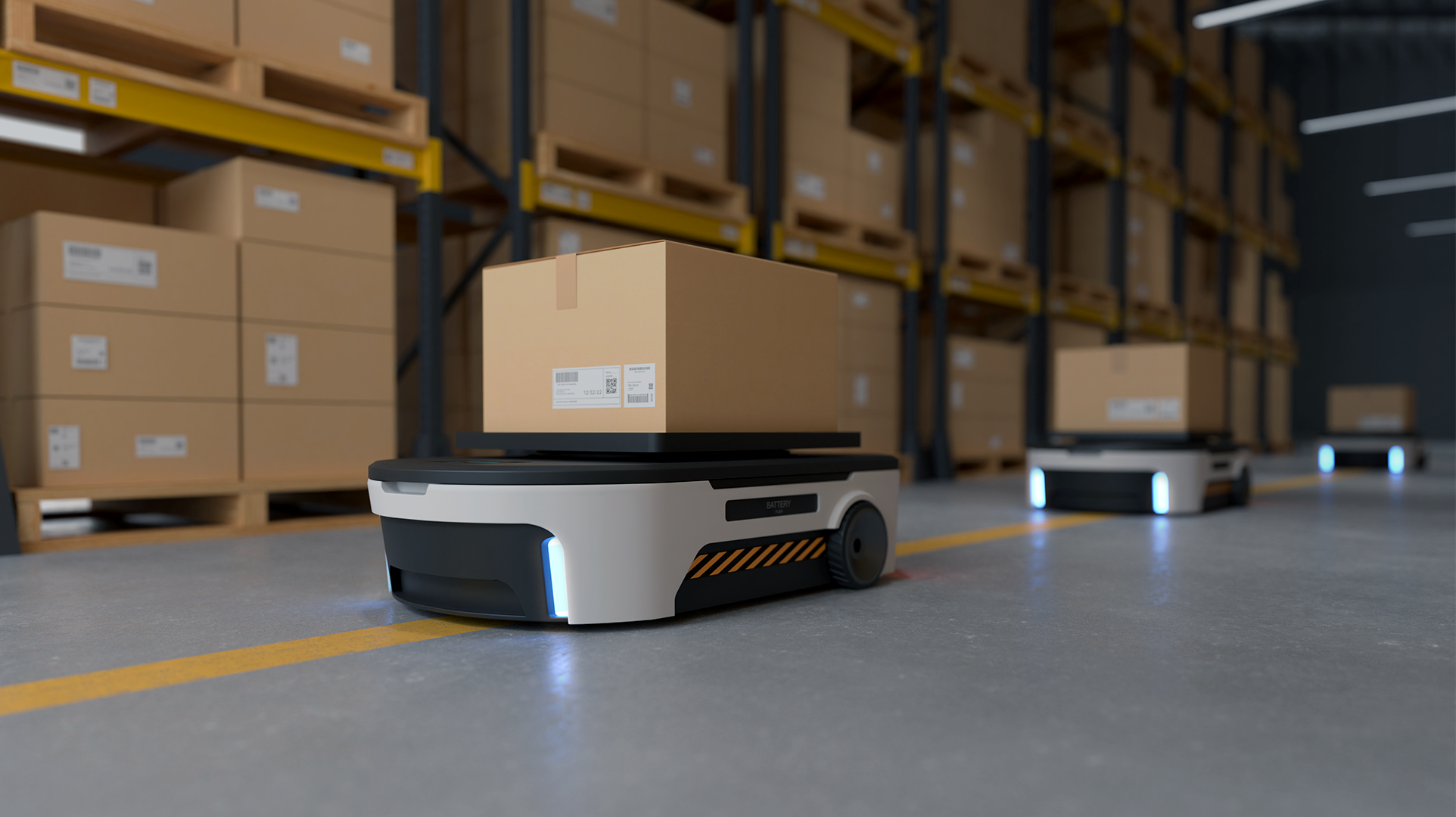 Boxes in a warehouse